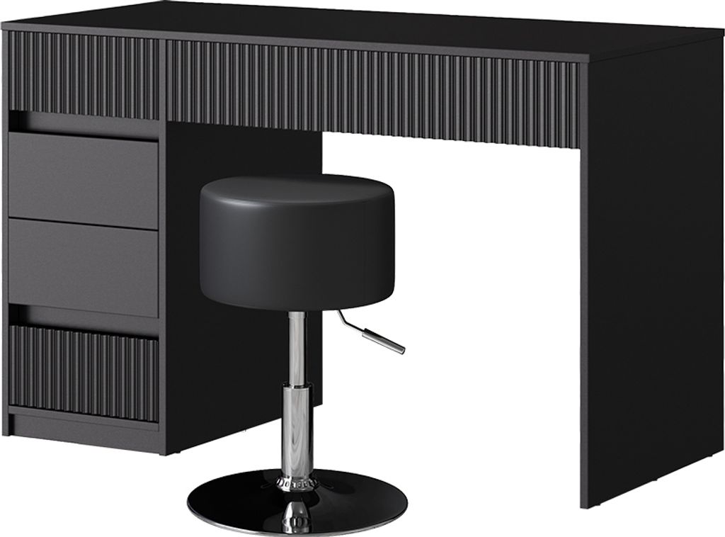 Schminktisch Vicco Omira Schwarz 120 cm mit Hocker, Model 50581