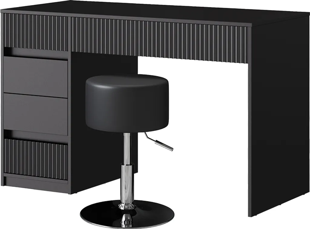 Coiffeuse Noire Vicco Omira 120cm : Fini le Désordre avec son Tabouret