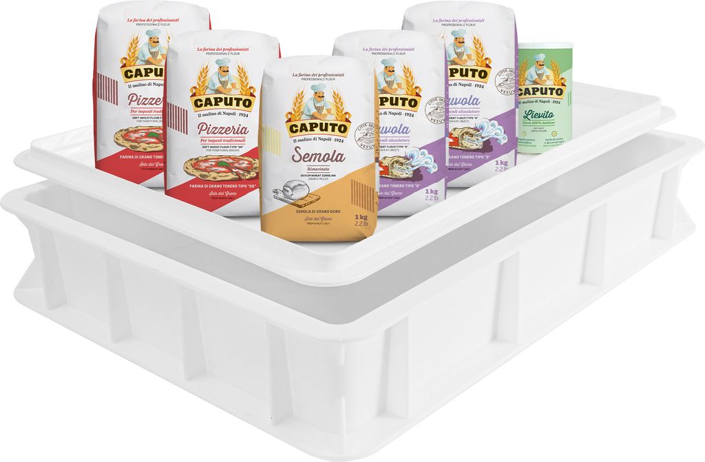 Pizza Lover Starterkit Medio Pizzaballenbox Caputo Semola & Pizzamehl & Nuvola + Trockenhefe inkl. Gärbox + Deckel 30x40x7,5 cm
