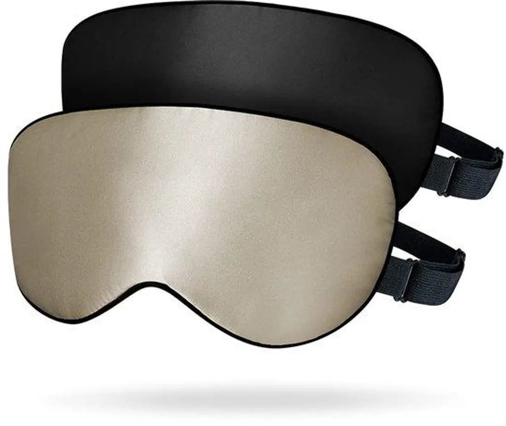 Masque de sommeil en soie réglable, lot de 2 - Noir et Taupe Unisexe