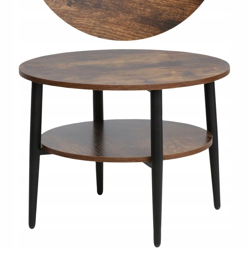 Runder Couchtisch „ELLA“, brauner Industrietisch 60 cm Produktbild 