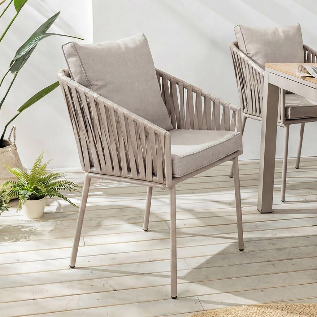 riess-ambiente Stuhl ROPE greige Metall In- und Outdoor Produktbild 