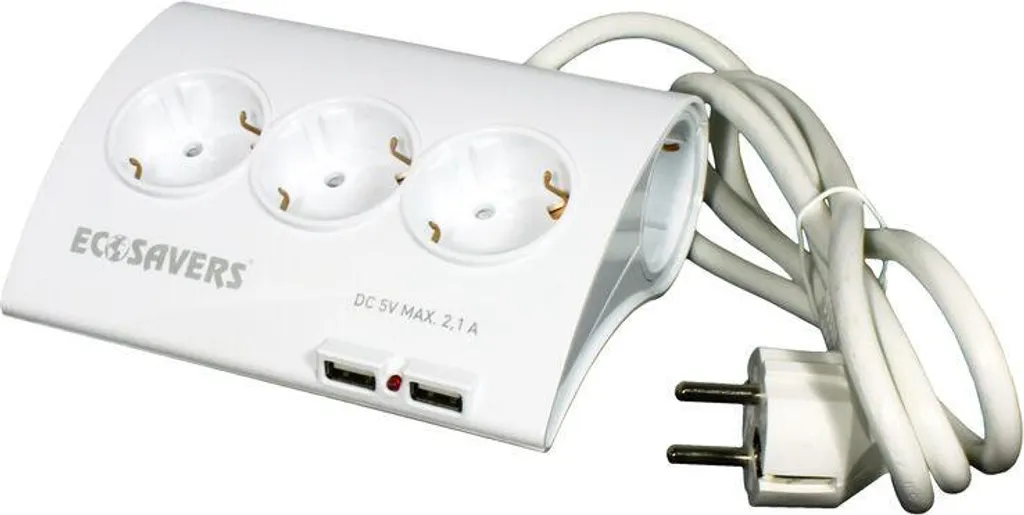 Bloc multiprise 5 socles avec double chargeur USB secteur EcoSavers
