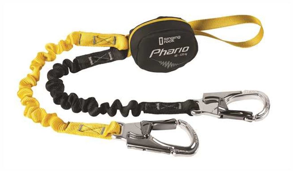 Klettersteigset Phario Palm von singing rock mit zwei Karabinern und elastischem Verbindungselement.