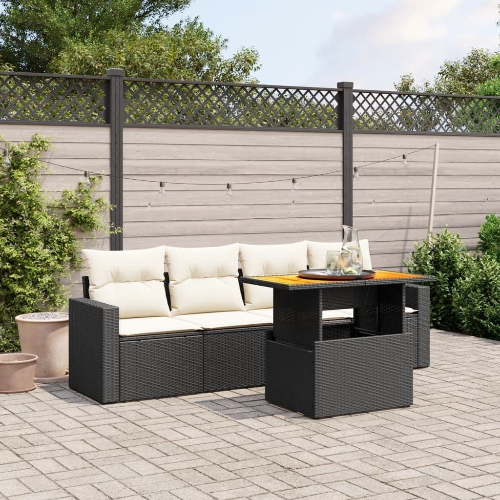 Maison Exclusive - 5-tlg. Garten-Sofagarnitur mit Kissen Schwarz Poly Rattan