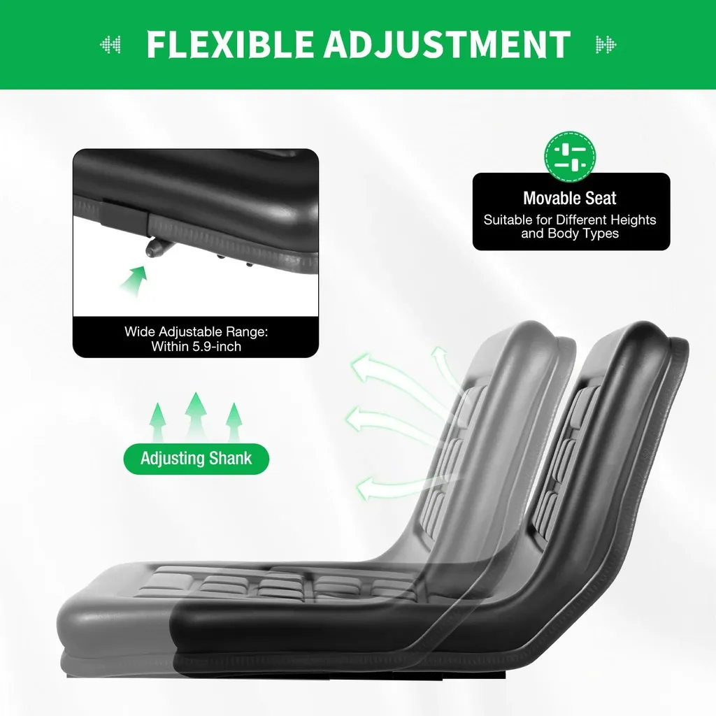 Sedile Universale per Trattore e Muletto - Robusto Ferro e PVC Nero - 4