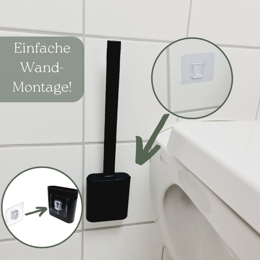 Klobürste Silikon schwarz 2x Set Wandmontage Silikon Produktbild 4
