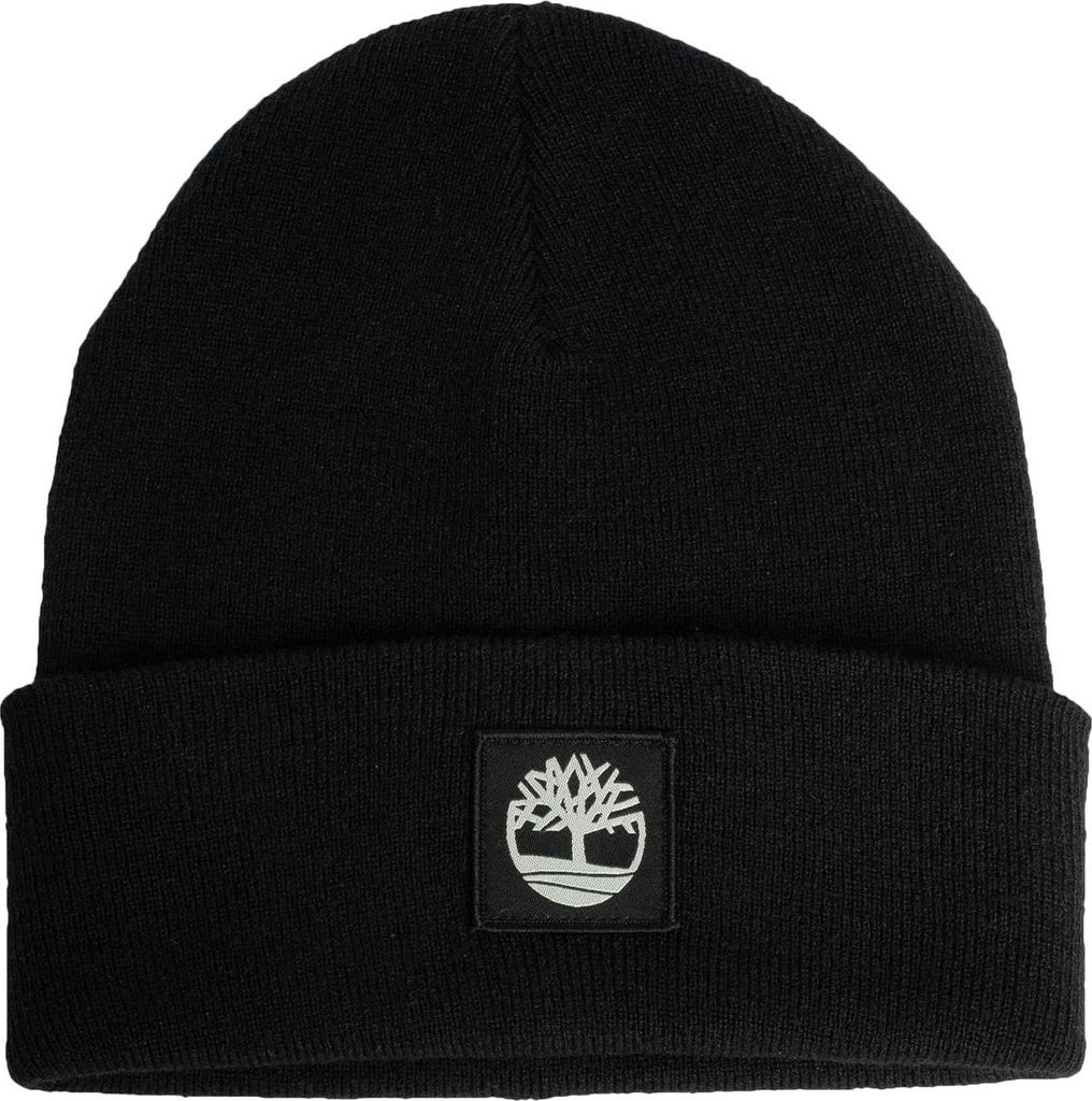 Timberland Beanie mit Ton-in-Ton-Patch, Schwarz One Size