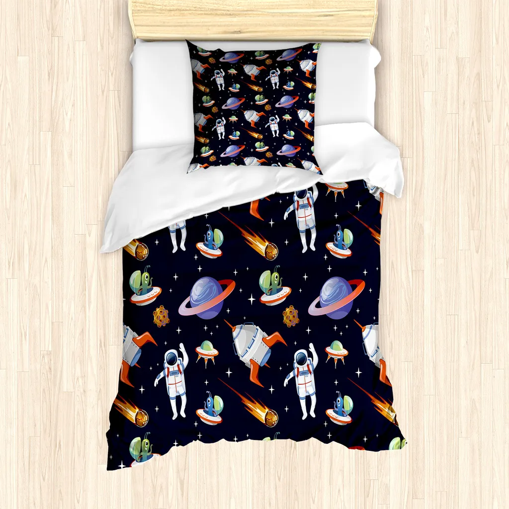 Copripiumino Antiacaro ABAKUHAUS 135x200 cm - Galaxy UFO Design