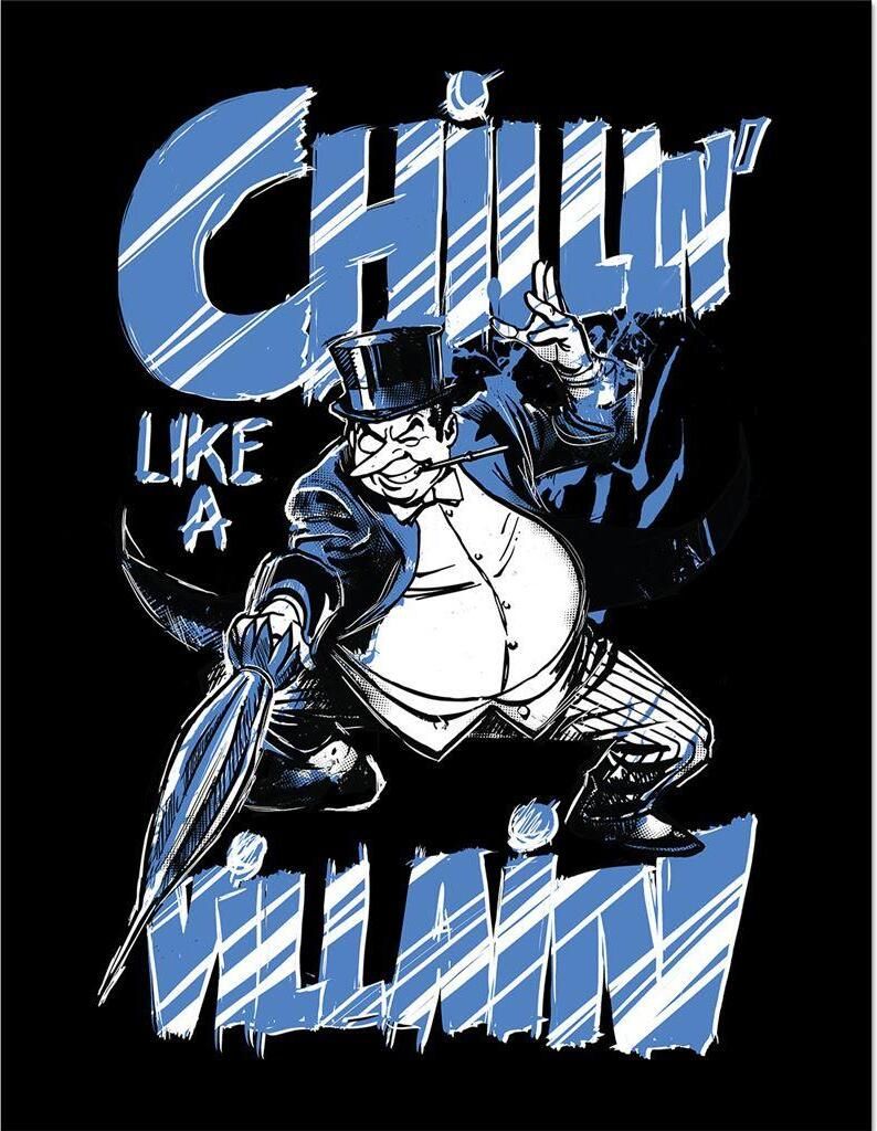Batman - Gerahmtes Poster "Penguin Chillin" PM10932 (40 cm x 30 cm) (Schwarz/Blau)