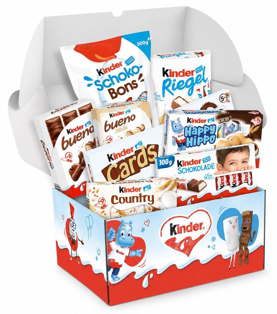 Kinder Box mit verschiedenen Kinder Schokoladen Produkten Produktbild 