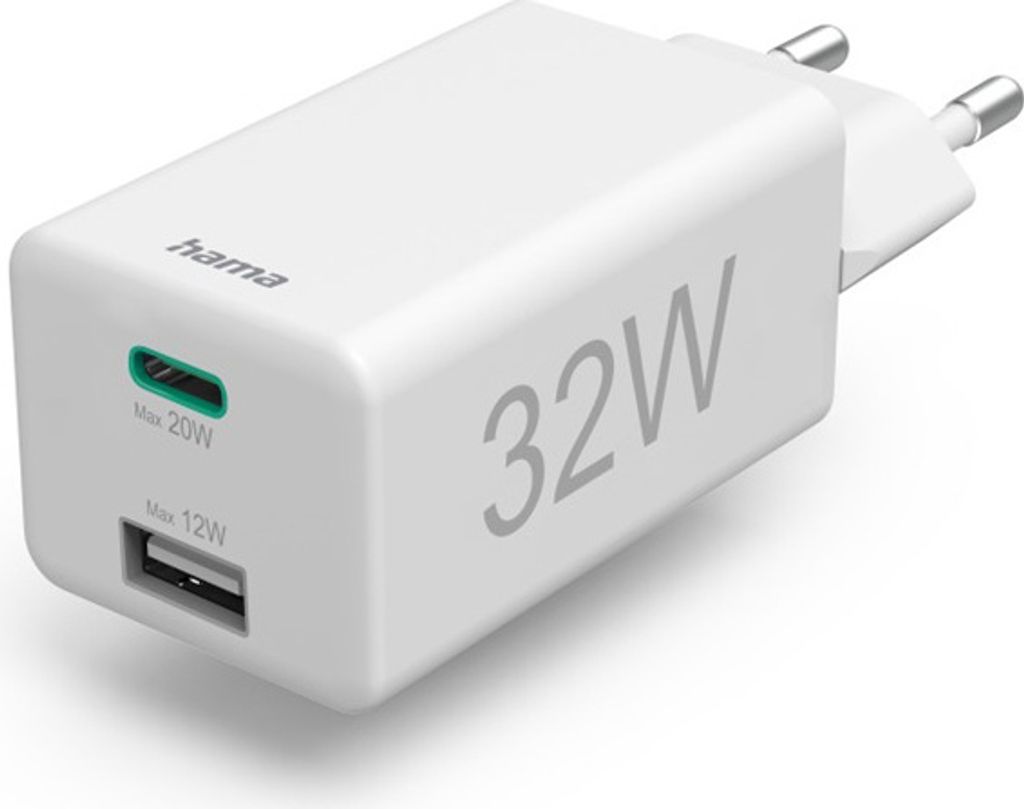 Schnellladegerät, 1x USB-C, 1x USB-A, Mini-Ladegerät, PD, Produktbild