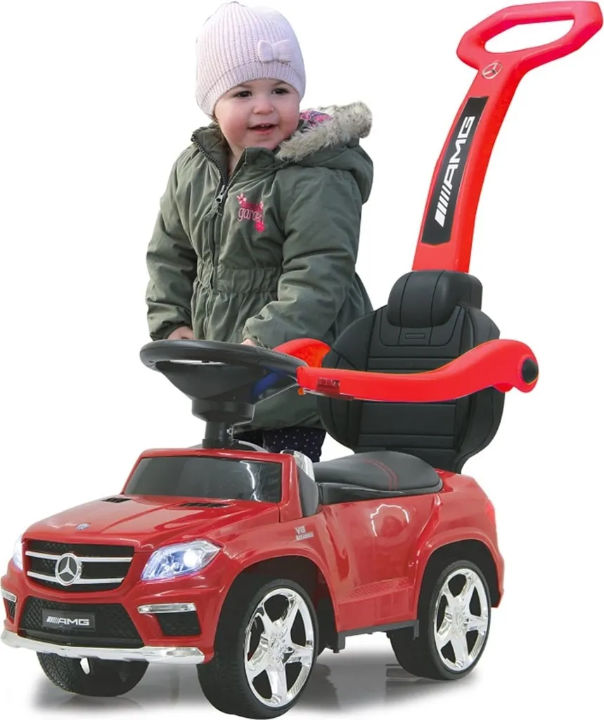 Porteur Mercedes GL63 AMG Rouge 2-en-1 avec Canne Parentale Amovible