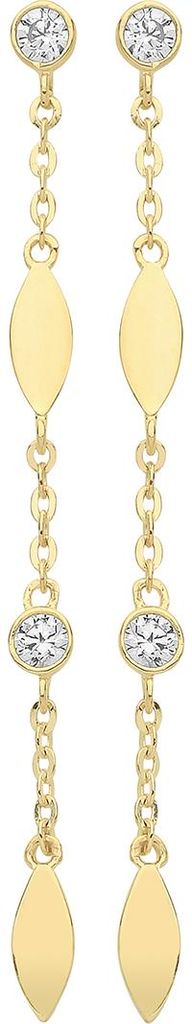 Elegante 9 Karat (375) Gold Damen - Paar Ohrringe mit Zirkonia - 38mm*2mm; TRS26478