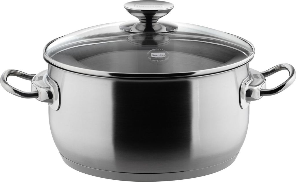 Kochtopf mit Glasdeckel 16, 20 oder 24 cm, Edelstahl, poliert - Injoy ohne Versiegelung