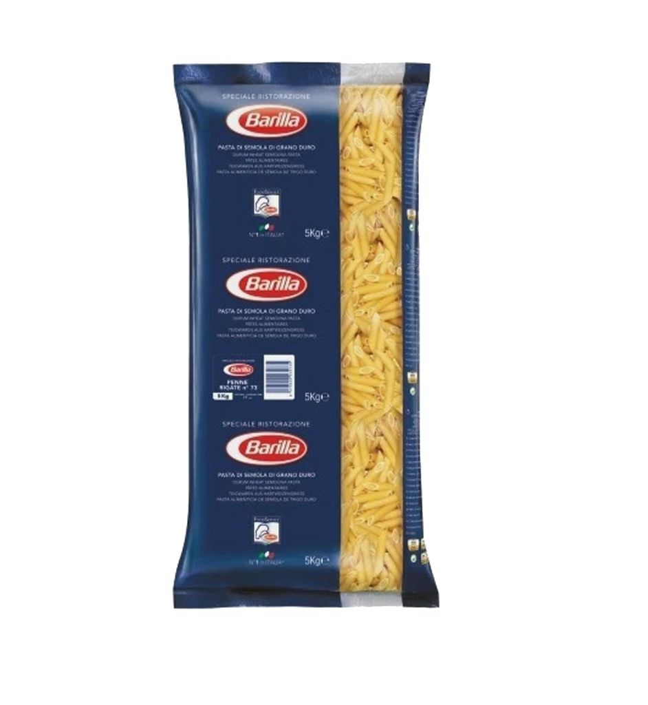 A package of Barilla Penne Rigate pasta.
