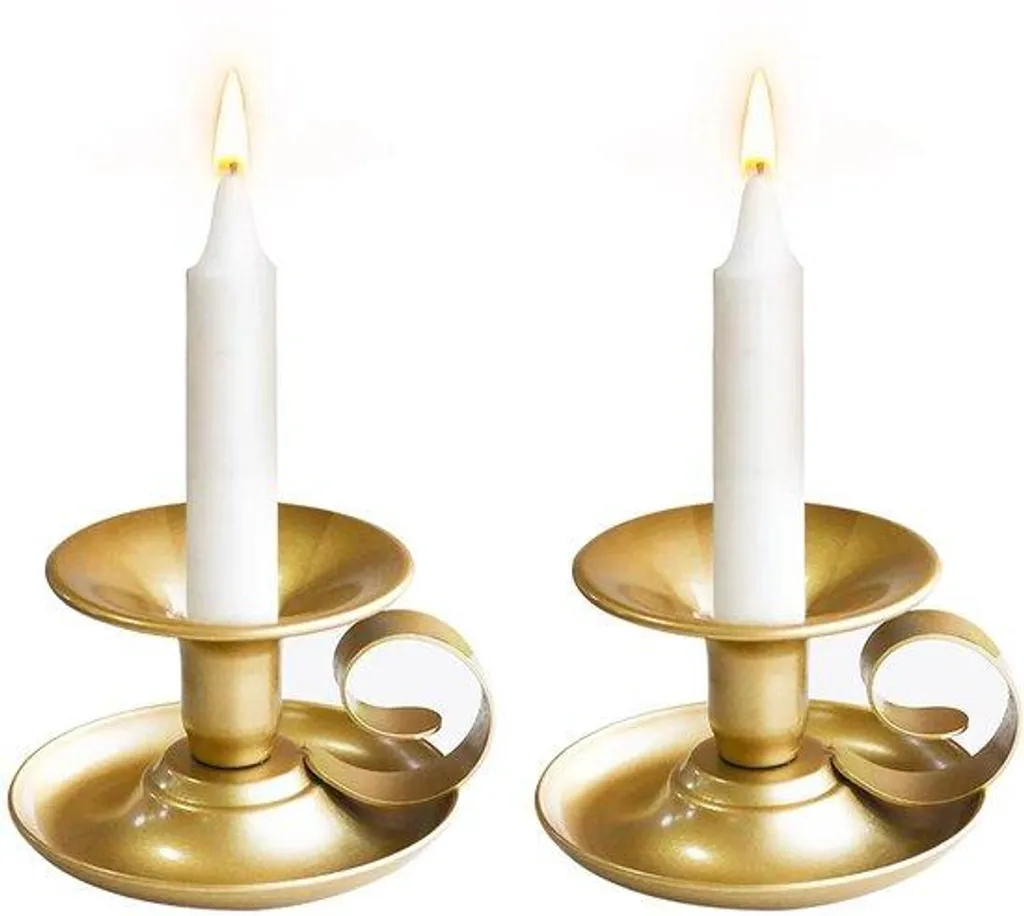 Candélabre en métal doré à poignée, porte-bougie design bicolore chic