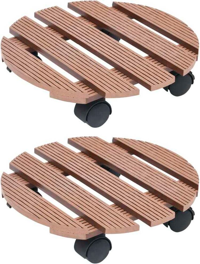 Pflanzenroller 2 Stk. Braun Ø30x7,5 cm WPC