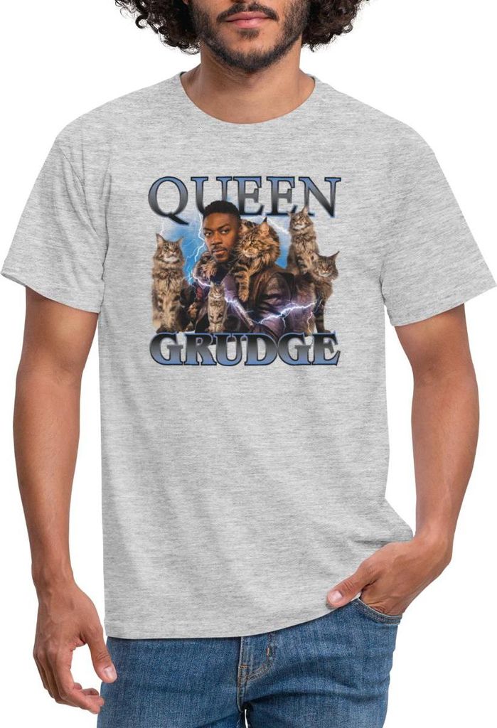 Spreadshirt Star Trek Discovery Queen Grudge Katzen Männer T-Shirt, XL, Grau meliert