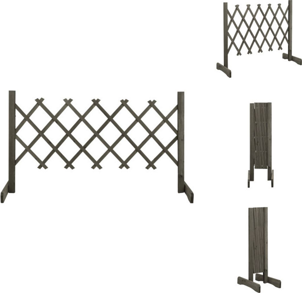 vidaXL Garten-Rankzaun Grau 120x60 cm Massivholz Tanne - Zaunfelder
