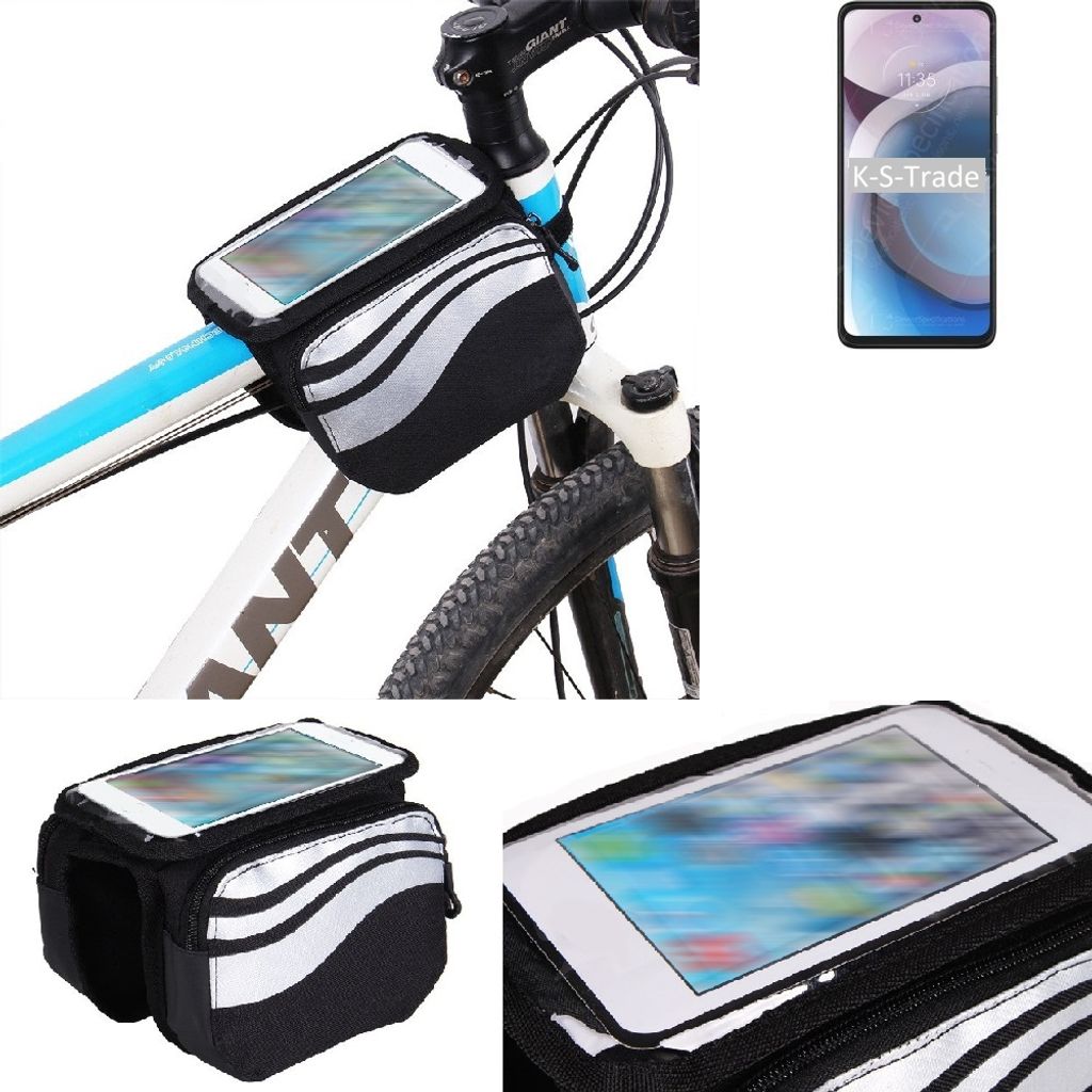 K-S-Trade Rahmentasche Fahrrad-Halterung kompatibel mit Motorola Moto One 5G Ace Rahmenhalterung Fahrrad Handyhalterung Fahrradtasche Handy Smartphone