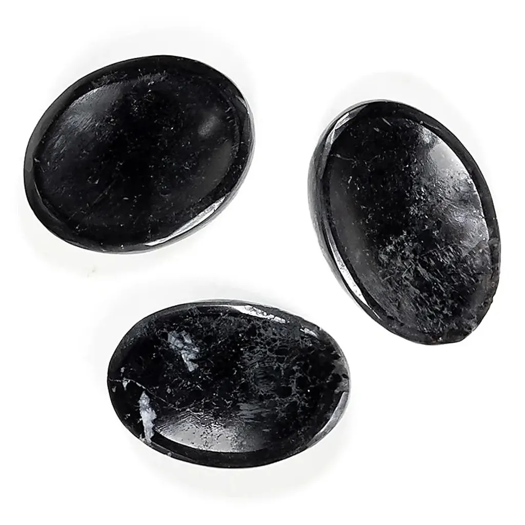 Tourmaline Noire en Pierre de Santé - Pack de 3 Galets Polis de 35-45 mm