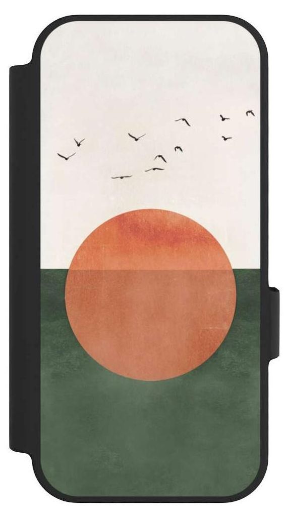 NIVOCASE Klapphülle für Google Pixel 10 Handyhülle aus Kunst Leder NIVOflip schwarz Sonnenschein Sonnenuntergang Vogel