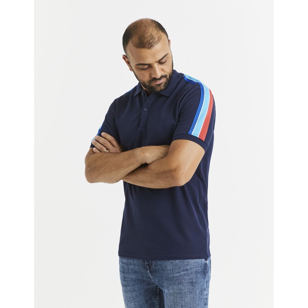 Celio Vebando Poloshirt mit farbigen Streifen an den Ärmeln Größe S