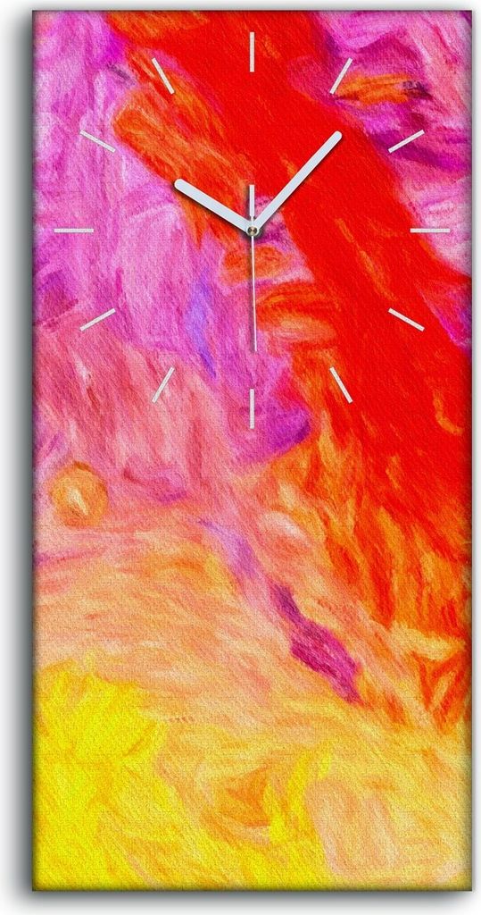 Dekor Leinwand Uhr Wandbilder Geräuschlos 30x60 Malerei Abstrakte Kunst Bunt - weiße Hände