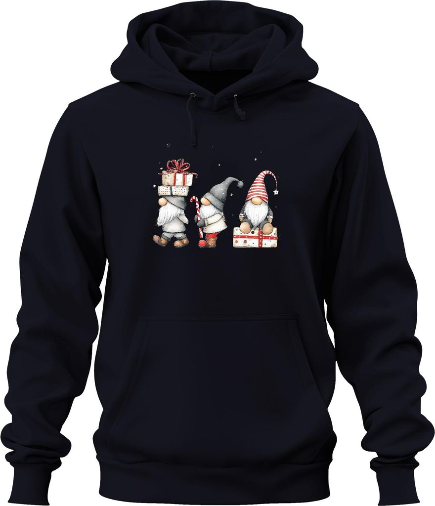 Weihnachtswichtel Skandinavisch niedlich Geschenk Weihnachten Uni Hoodie Kapuzenpullover, Navy, M