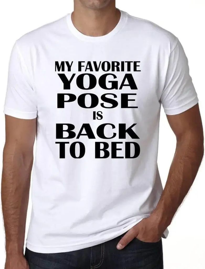 Herren Grafik T-Shirt Meine Lieblings-Yoga-Pose ist – My Favorite Yoga Pose Is Back To Bed – Öko-Verantwortlich Vintage Jahrgang Kurzarm Lustige