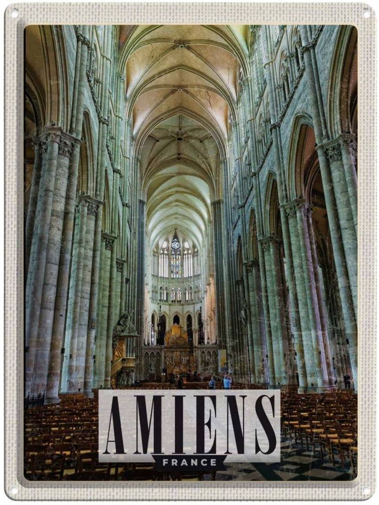 vianmo Blechschild 40x30 cm Amiens France Kathedrale Bildmotiv Reisemotiv Abenteuer Reisen Europa Urlaub