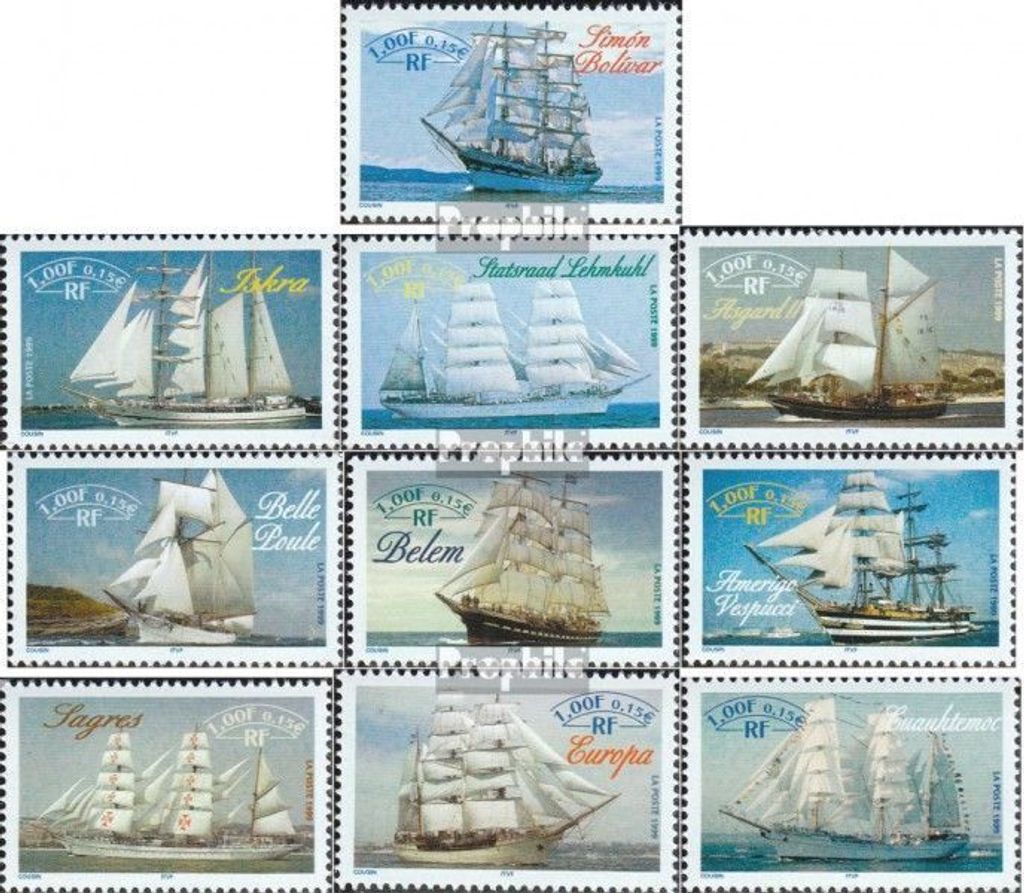 Briefmarken Frankreich 1999 Mi 3410-3419 (kompl.Ausg.) postfrisch Schiffsparade