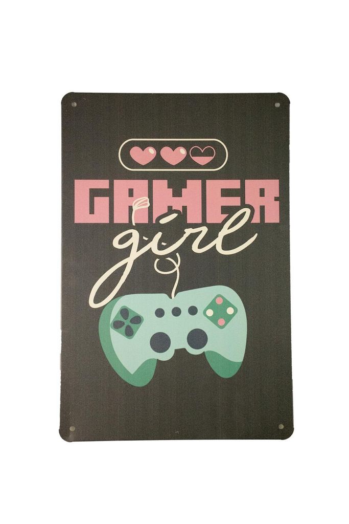 Gamer Girl - Wandplatte - Wandschild - Metall Sign - Wand dekoration - Gaming room dekoration