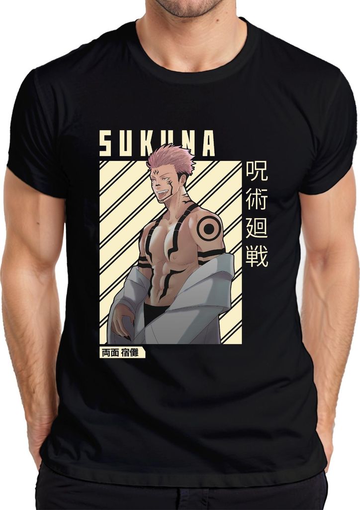 Sukuna Jujutsu Kaisen Ryomen Sukuna Anime Manga Otaku Geschenk Herren T-Shirt, Schwarz, XXL