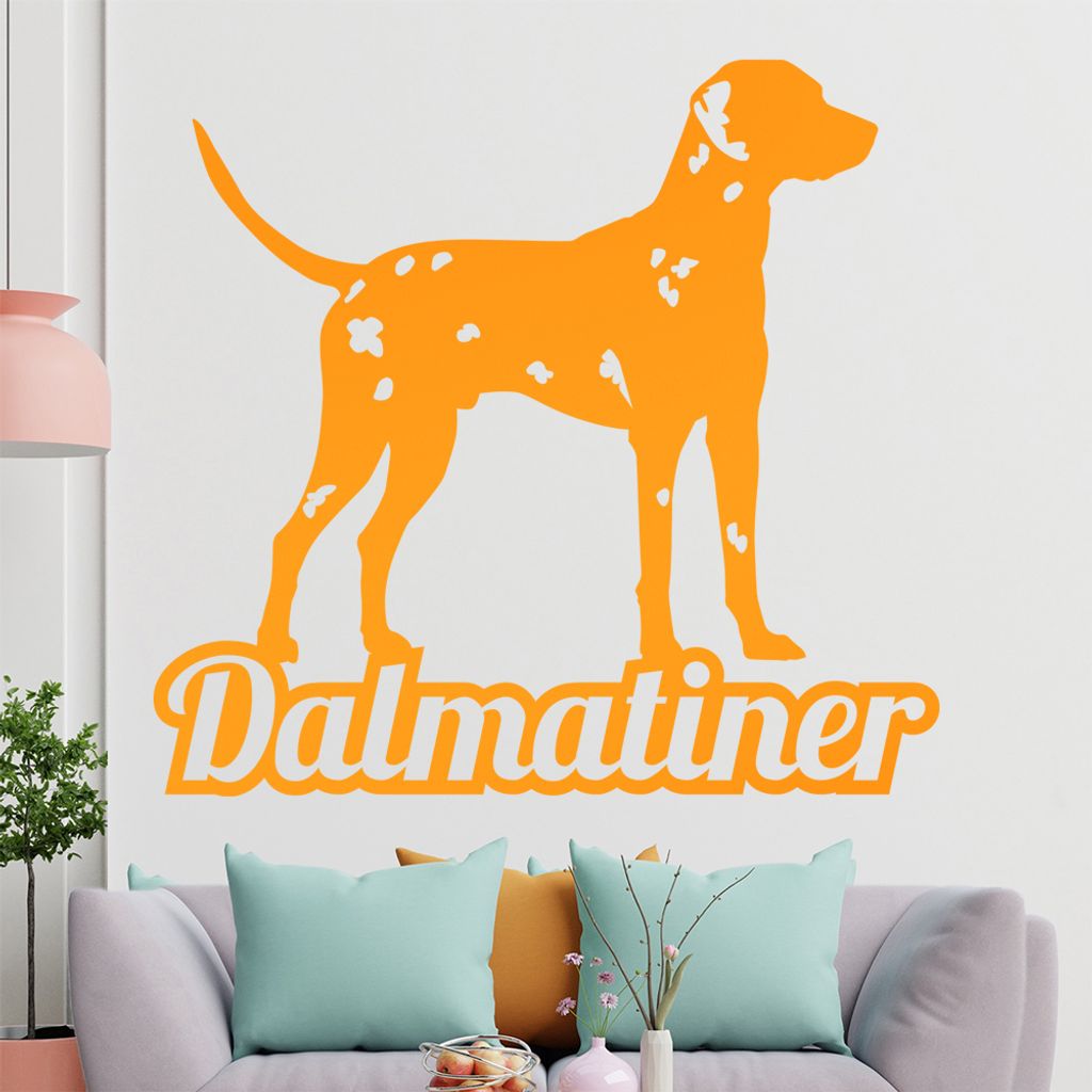 KIWISTAR Dalmatiner mit Name Silhouette Schrift Wandtattoo in 6 Größen - Wandaufkleber Wall Sticker - Dekoration, Küche, Wohnzimmer, Schlafzimme...