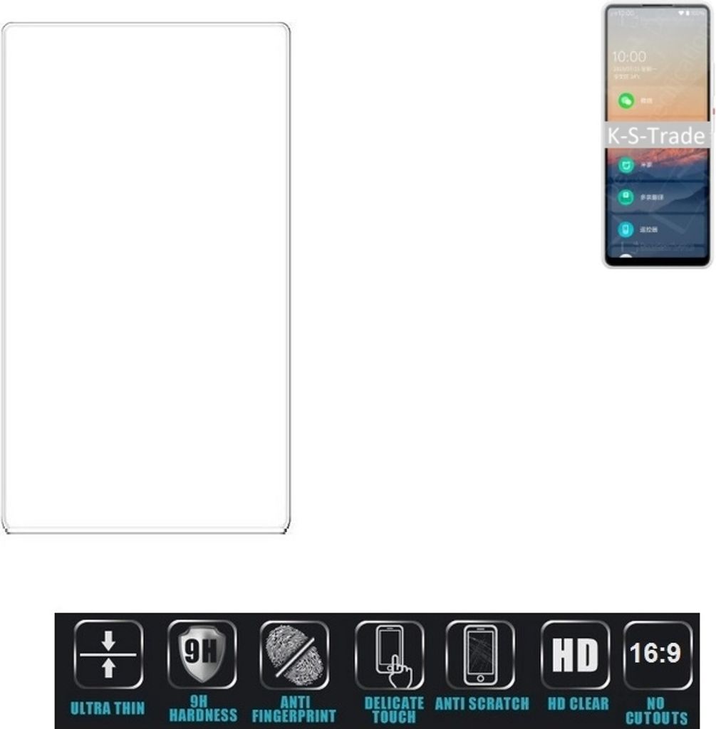K-S-Trade Displayschutzglas kompatibel mit Xiaomi QIN 2 Pro Hartglas Schutzfolie Glasfolie 16:9 Format, bedeckt keine Seitenbereiche