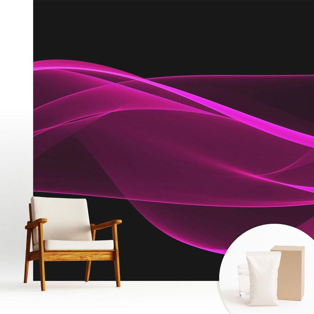 Fototapete - 250x250 cm - Tapete - Wandtapete - Wandbilder - Dekofolie - Tapete Folie - Wand - Dekoration - Wohnzimmer - Rosa Bänder