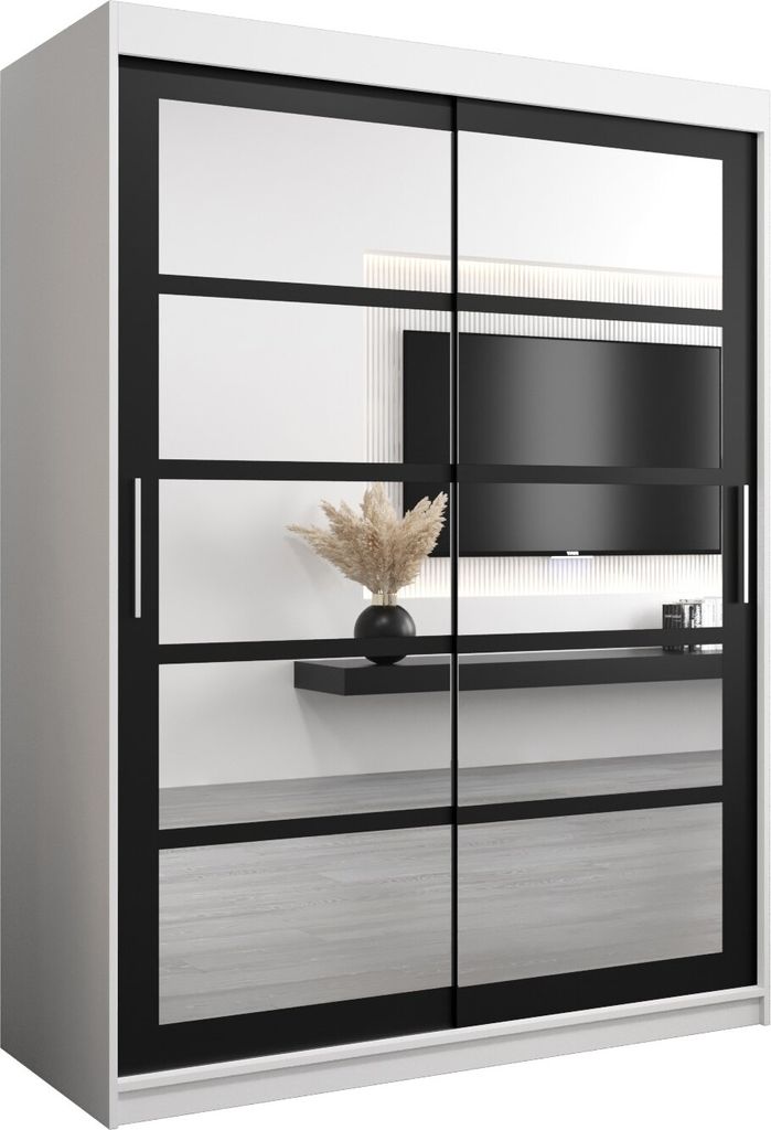 Kleiderschrank, Schiebetürenschrank Schlafzimmer, Schrank mit Spiegel ROMA 2 150 cm