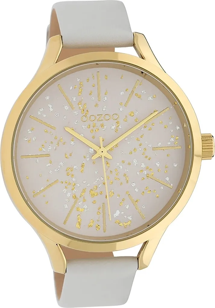 Montre en cuir blanc Oozoo C10085 au cadran analogique ultra épuré