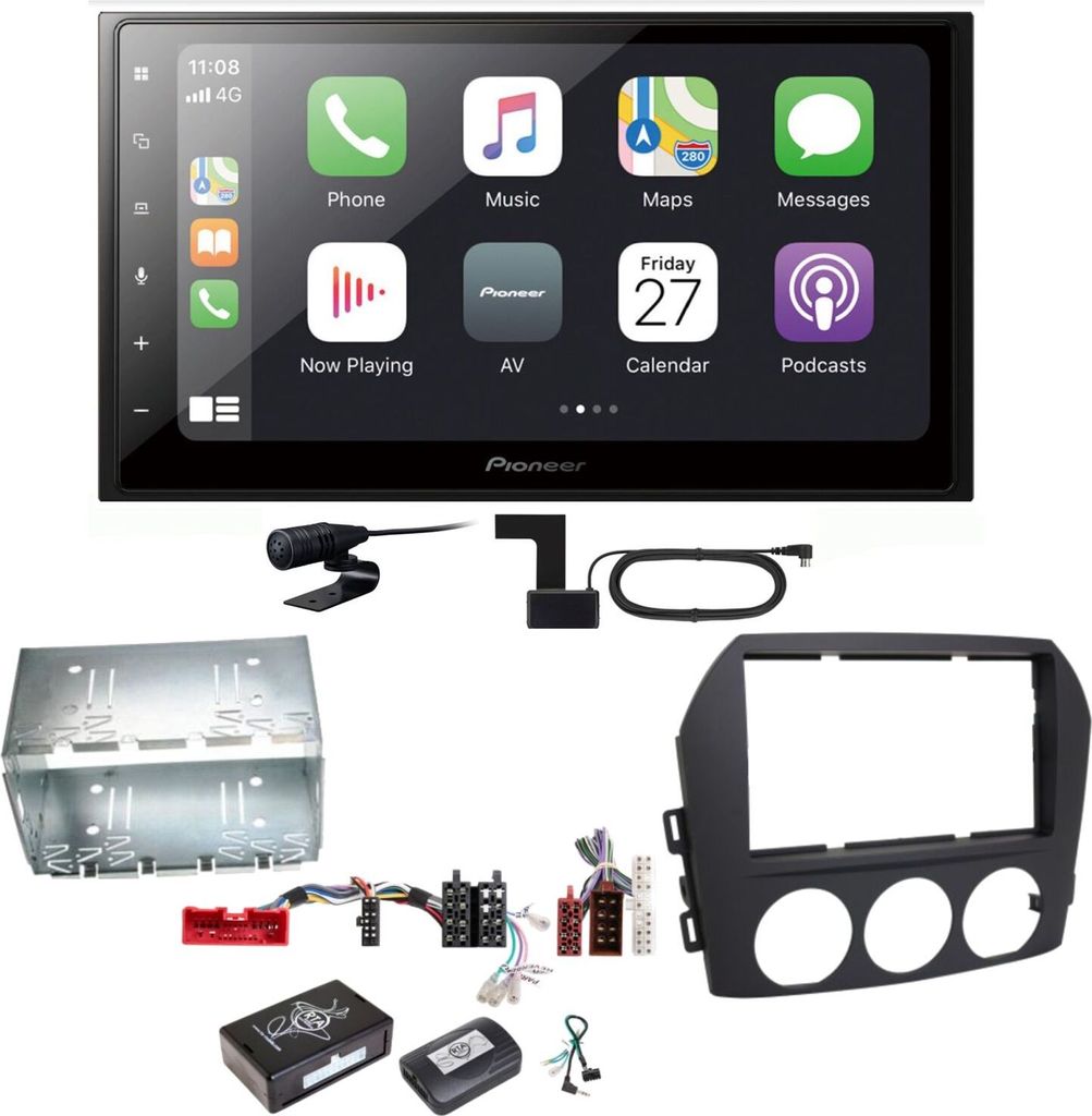 Pioneer SPH-DA250DAB Bluetooth USB Digitalradio Einbauset für Mazda MX-5 NC FL