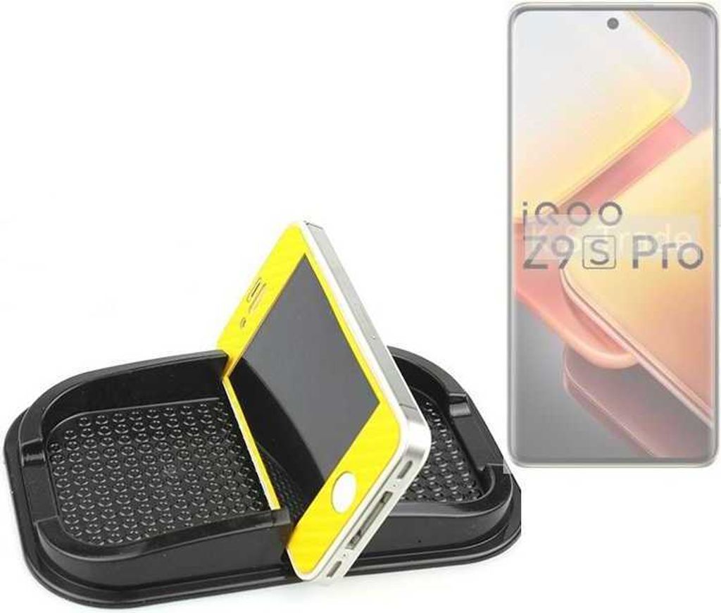 K-S-Trade Auto Anti Rutsch Matte Smartphone-Halter kompatibel mit Vivo iQOO Z9s Pro Haft Pad Armaturenbrett Handy-Halterung Silikon