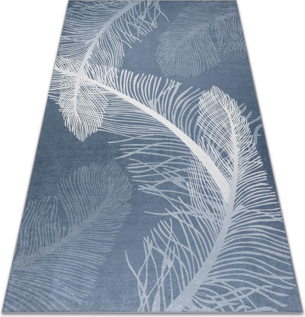 ANDRE 1148 Waschteppich Gefieder, vintage Anti-Rutsch - blau Blau 80x150 cm