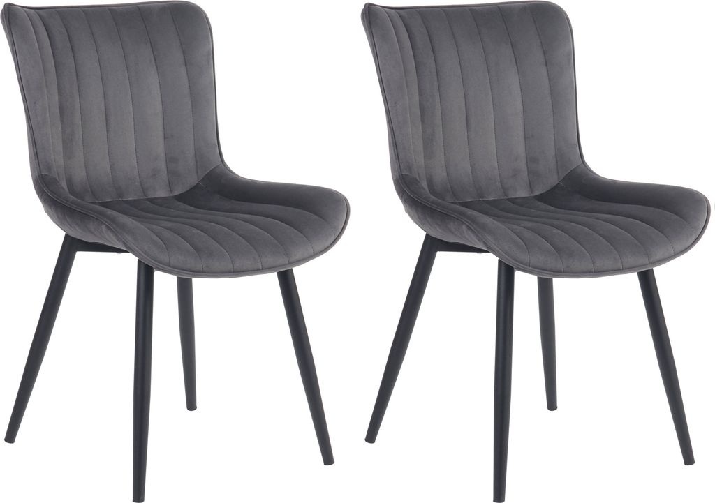 2er Set Stühle HLO-CP29 Samt dunkelgrau