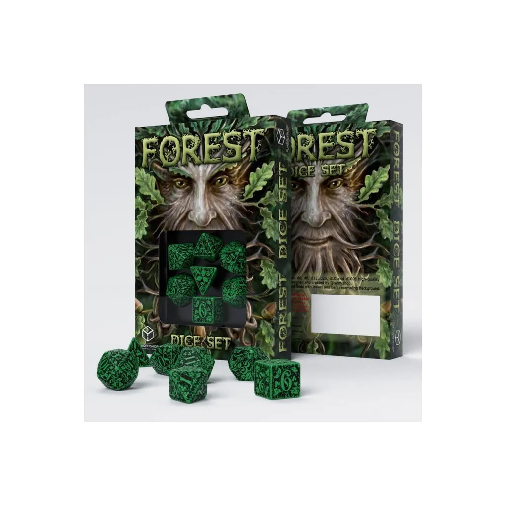 Set de 7 dés polyédriques Forest 3D vert et noir pour jeux de rôle - 4