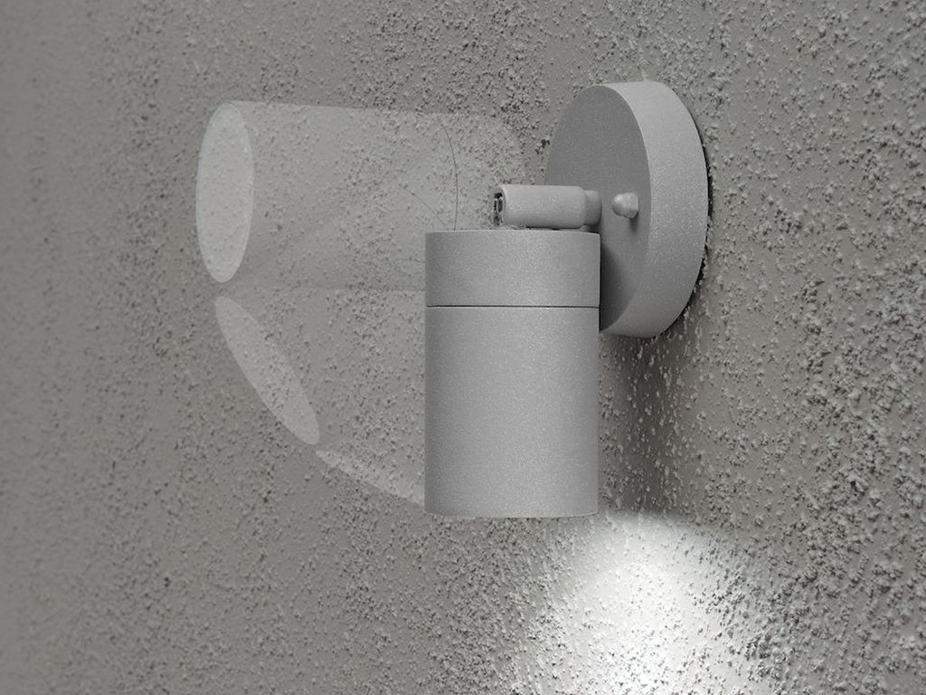 LED Außenwandleuchte Downlight schwenkbar, Fassadenbeleuchtung Aluminium Grau