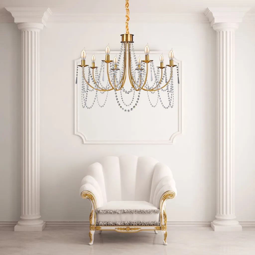 Lustre Suspension Plafonnier Toolight APP766-8CP Gold en Métal Doré