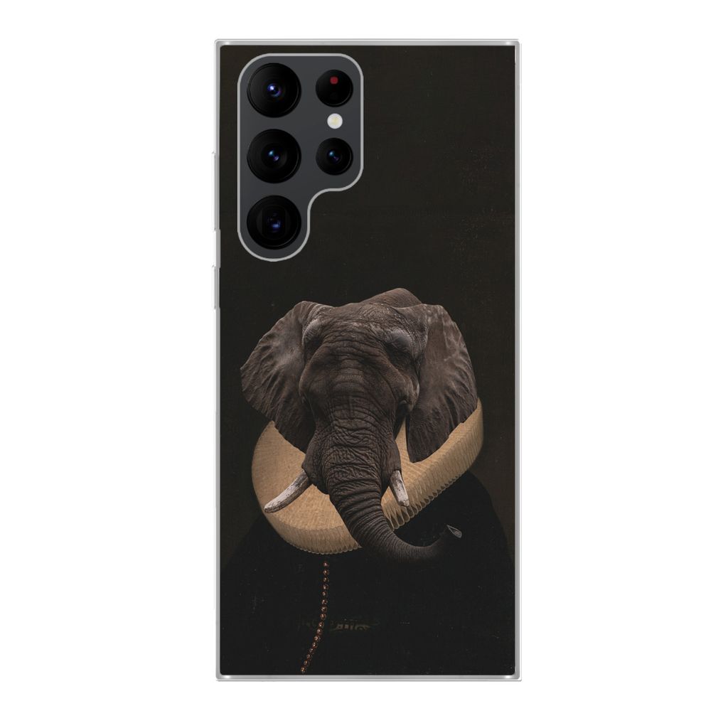 MuchoWow Handyhülle Schutzhülle Hülle für Samsung Galaxy S22 Ultra Elefant - Kunst - Tiere Silikon Softcase Handy Hülle - Abbildung