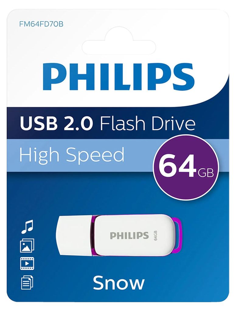 Philips FM64FD70B, 64 GB, USB Typu-A, 2.0, Pokrywka, 8 g, Zdjęcie produktu 
