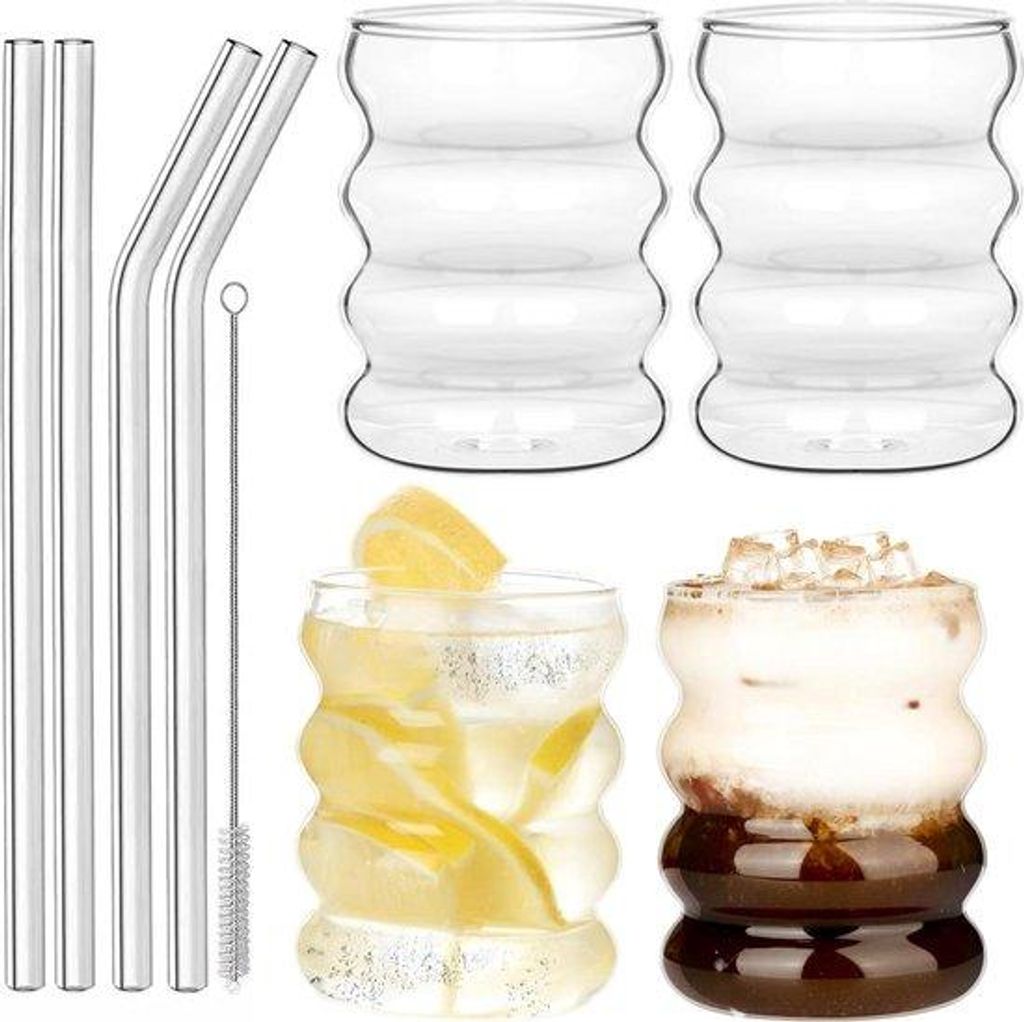 Wellenglaser-Set 4-teilig 300ml für Wasser, Kaffee, Cocktails
